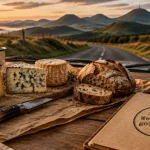 Week end gastronomique auvergne : plateau de fromages AOP sur table et route des volcans