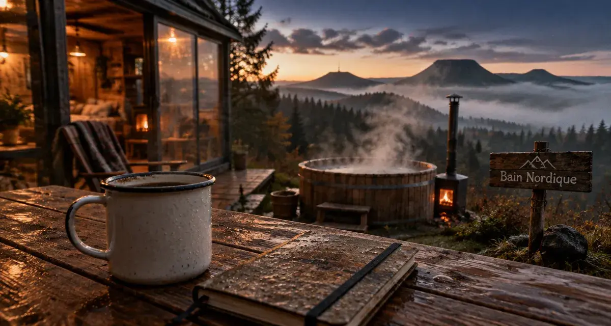Week end insolite auvergne rhone alpes : tiny house, bain nordique fumant et brume du matin