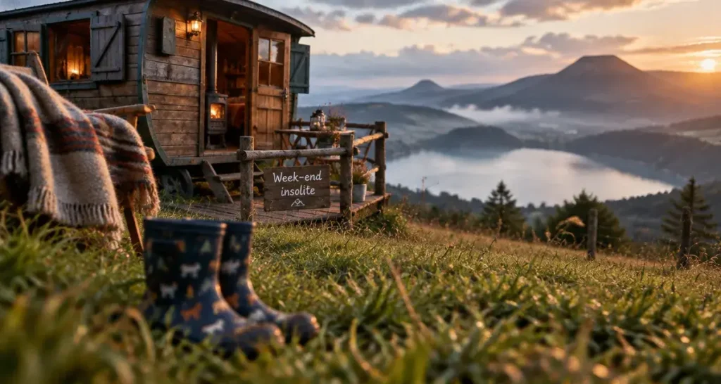 Roulotte chauffée en Auvergne pour un week end insolite en famille auvergne rhone alpes