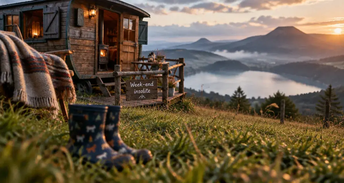 Roulotte chauffée en Auvergne pour un week end insolite en famille auvergne rhone alpes